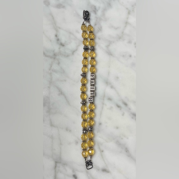 FAITH Silver & Multifaceted Yellow Topaz Double Strand Bracelet - Picture 6 of 7